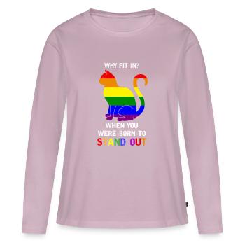 LGBT Rainbow Flag Pride Born to Stand Out Cat - Women's Premium Organic Long Sleeve Shirt - dusky pink - Front - Julia (174cm)