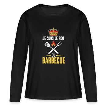 JE SUIS LE ROI du bbq - T-shirt manches longues Premium bio Femme - noir - Devant - Julia (174cm)