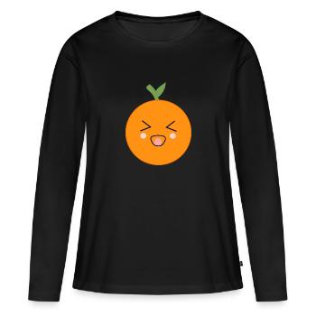 Kawaii Oranges Kawaii Fruits Kawaii Fruit - T-shirt manches longues Premium bio Femme - noir - Devant - Julia (174cm)