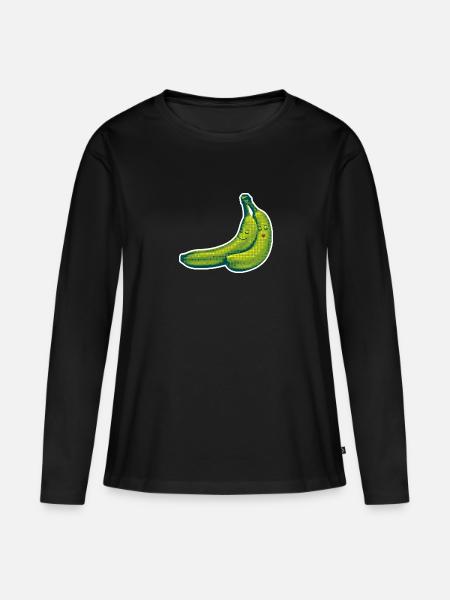 BANANE, BANANA LOVE UMARMUNG - Frauen Premium Bio Langarmshirt - Schwarz
