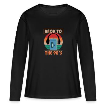 Walkman Retour aux années 90 - Idée cadeau - T-shirt manches longues Premium bio Femme - noir - Devant - Julia (174cm)