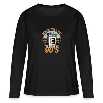 Walkman Retour aux années 90 - Idée cadeau - T-shirt manches longues Premium bio Femme - noir - Devant - Julia (174cm)