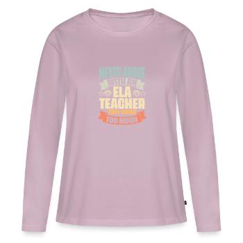 Drôle ELA Enseignement de l’humour pour les arts de la langue anglaise - T-shirt manches longues Premium bio Femme - rose poudré - Devant - Julia (174cm)