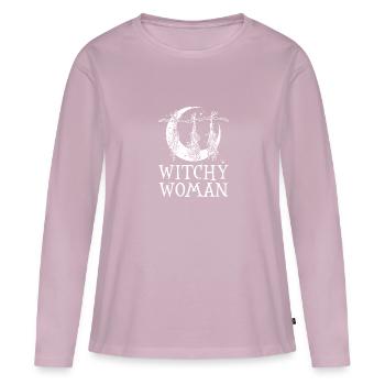 Sorcière Femme Magique Sorcellerie Une Sorcière Sorcellerie - T-shirt manches longues Premium bio Femme - rose poudré - Devant - Julia (174cm)