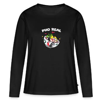 Pho Real Drôle Pho Pun Pho Noodle Pour Un Vietnamien - T-shirt manches longues Premium bio Femme - noir - Devant - Julia (174cm)