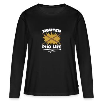Super soupe Nguyen Pho Life Pho pour un vietnamien - T-shirt manches longues Premium bio Femme - noir - Devant - Julia (174cm)
