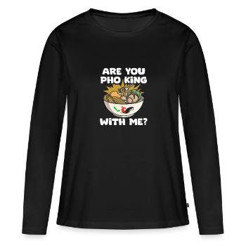 Drôle Pho King avec moi Pho Pun Pho Soupe A - T-shirt manches longues Premium bio Femme - noir - Devant - Julia (174cm)