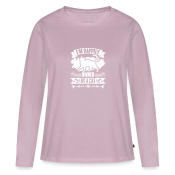 Funny I'm Happily Owned By A Cat For A Cat Owner - Women's Premium Organic Long Sleeve Shirt - dusky pink - Front - Julia (174cm)