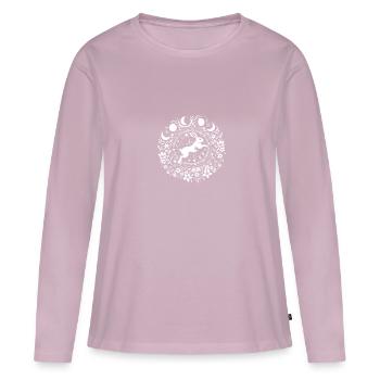 Easter Ostara Eostre Pagan Spring Hare - Women's Premium Organic Long Sleeve Shirt - dusky pink - Front - Julia (174cm)