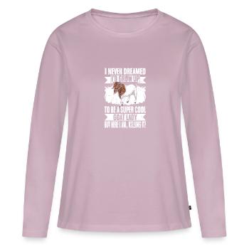 Je n’ai jamais rêvé que je deviendrais un super cool - T-shirt manches longues Premium bio Femme - rose poudré - Devant - Julia (174cm)