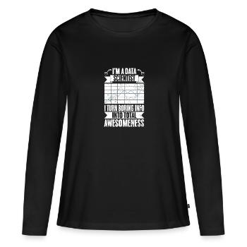 Un data scientist drôle transforme des informations ennuyeuses en informations totales - T-shirt manches longues Premium bio Femme - noir - Devant - Julia (174cm)