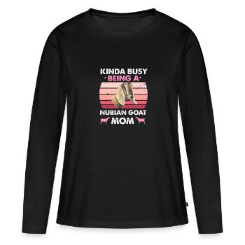 Nubian Goat Mom: Always On Duty - Women's Premium Organic Long Sleeve Shirt - black - Front - Julia (174cm)