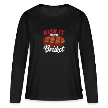 Poitrine de bœuf du Texas Viande de bœuf - T-shirt manches longues Premium bio Femme - noir - Devant - Julia (174cm)