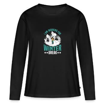 Hiver froid Je travaille pour les vacances d’hiver - T-shirt manches longues Premium bio Femme - noir - Devant - Julia (174cm)