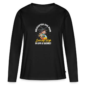 Hélicoptère chien maman amour & laisses ! Maman chienne - T-shirt manches longues Premium bio Femme - noir - Devant - Julia (174cm)