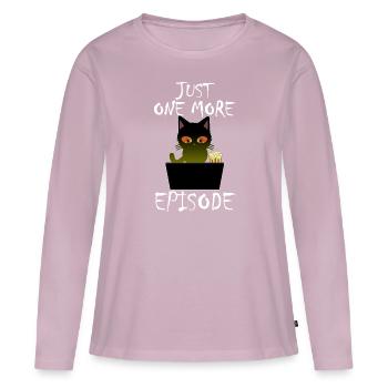 Just One More Episode - Binge Watch Katze - Frauen Premium Bio Langarmshirt - Altrosa - Vorne - Julia (174cm)