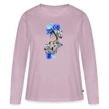Steampunk design with blue butterflies and roses - Women's Premium Organic Long Sleeve Shirt - dusky pink - Front - Julia (174cm)
