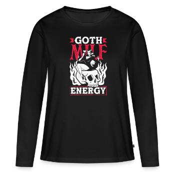 Goth Mom Energy Squelette gothique foncé - T-shirt manches longues Premium bio Femme - noir - Devant - Julia (174cm)