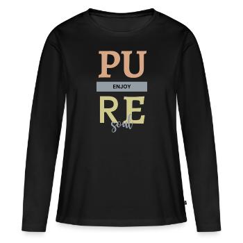 Profitez du soal PURE - T-shirt manches longues Premium bio Femme - noir - Devant - Julia (174cm)