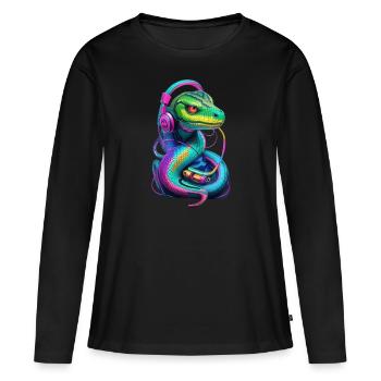 snake graffiti music - T-shirt manches longues Premium bio Femme - noir - Devant - Julia (174cm)