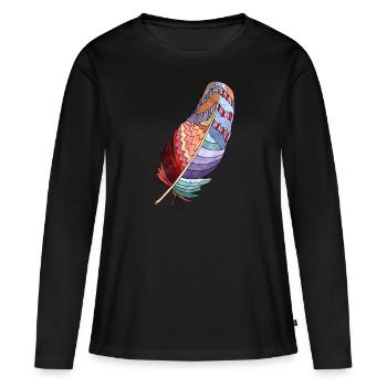 Plume - T-shirt manches longues Premium bio Femme - noir - Devant - Julia (174cm)
