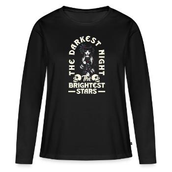 La nuit la plus sombre Les étoiles les plus brillantes Emocore - T-shirt manches longues Premium bio Femme - noir - Devant - Julia (174cm)