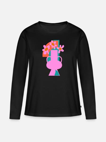 Collage of potted flowers - Women's Premium Organic Long Sleeve Shirt - black