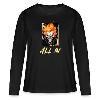 Carte de poker ALL IN - T-shirt manches longues Premium bio Femme - noir - Devant - Julia (174cm)