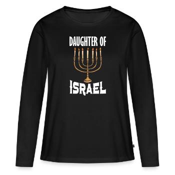 Juif Chandeleur Menorah Hanoukka Religion juive - T-shirt manches longues Premium bio Femme - noir - Devant - Julia (174cm)