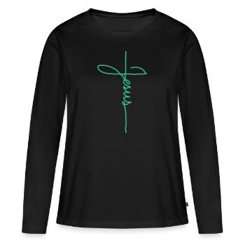 Jesus Christ Lettering - Women's Premium Organic Long Sleeve Shirt - black - Front - Julia (174cm)