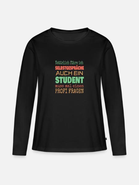 Student - Frauen Premium Bio Langarmshirt - Schwarz