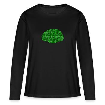 cerveau - T-shirt manches longues Premium bio Femme - noir - Devant - Julia (174cm)