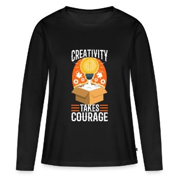 La créativité demande du courage - T-shirt manches longues Premium bio Femme - noir - Devant - Julia (174cm)