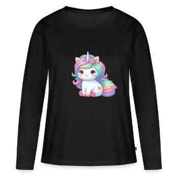 Einhorn Silver - Frauen Premium Bio Langarmshirt - Schwarz - Vorne - Julia (174cm)
