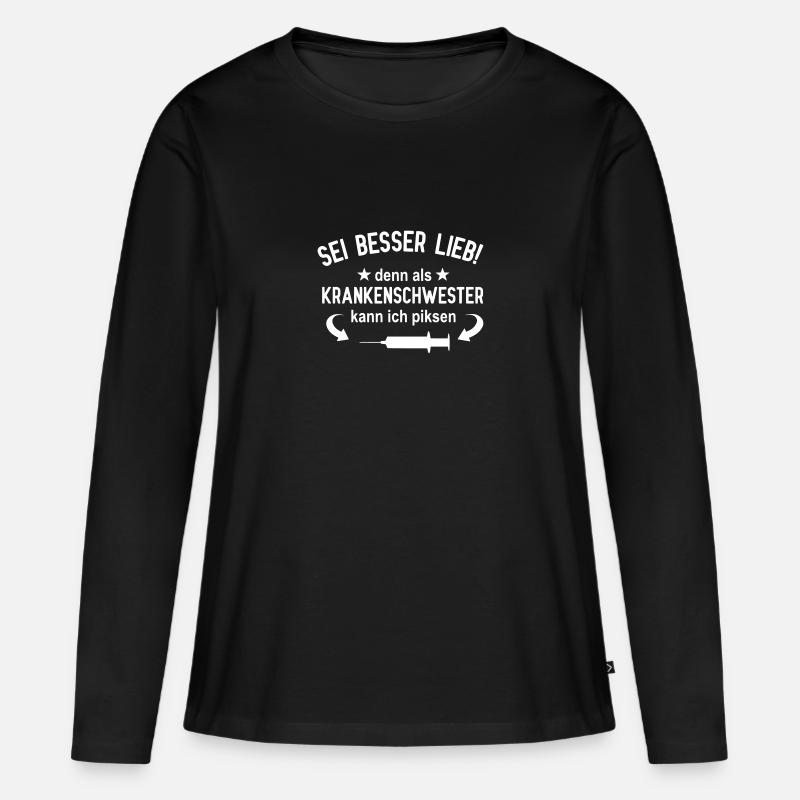 Krankenschwester kann piksen - Frauen Premium Bio Langarmshirt - Schwarz