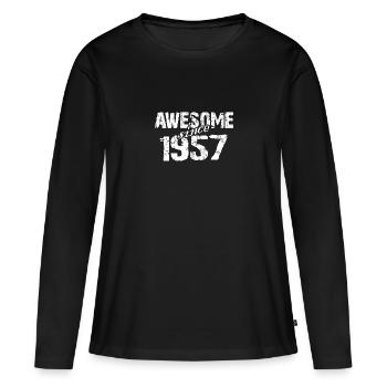 Né en 1957 1957 - T-shirt manches longues Premium bio Femme - noir - Devant - Julia (174cm)