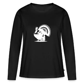 Drôle de volaille, dinde, plumage énorme - T-shirt manches longues Premium bio Femme - noir - Devant - Julia (174cm)