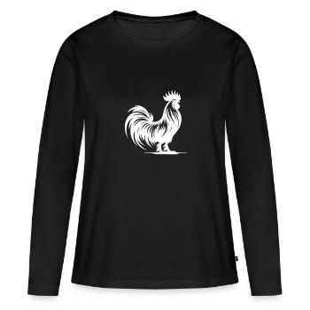 Pedigree élégant avec un grand peigne - T-shirt manches longues Premium bio Femme - noir - Devant - Julia (174cm)