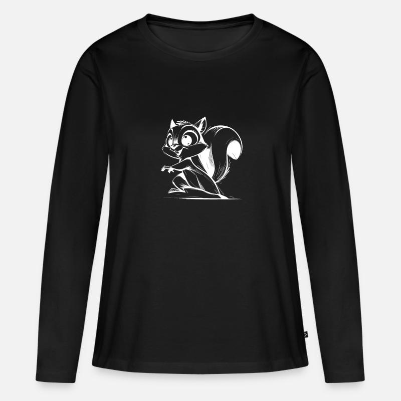 Süsses Baby Eichhörnchen Bleistift Zeichnung - Frauen Premium Bio Langarmshirt - Schwarz