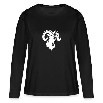 Bouc têtu avec d’énormes cornes - T-shirt manches longues Premium bio Femme - noir - Devant - Julia (174cm)