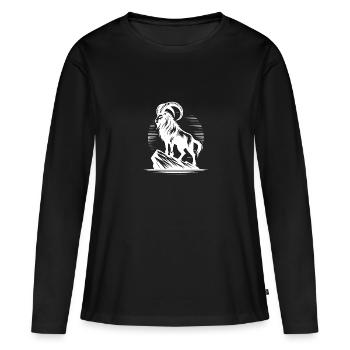 Capricorne sinistre avec d’énormes cornes - T-shirt manches longues Premium bio Femme - noir - Devant - Julia (174cm)