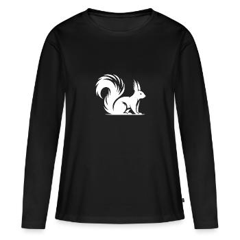 Wildes putziges Eichhörnchen Kinder Zeichnung - Frauen Premium Bio Langarmshirt - Schwarz - Vorne - Julia (174cm)