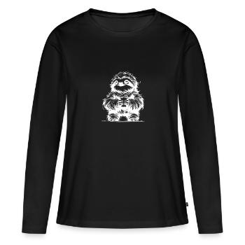 paresseux avec tasse à café dessin au crayon - T-shirt manches longues Premium bio Femme - noir - Devant - Julia (174cm)