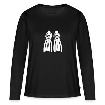 Taucherzubehör Gerätetaucher Flossen - Frauen Premium Bio Langarmshirt - Schwarz - Vorne - Julia (174cm)
