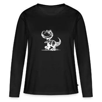 Mignon mignon T-Rex Dino - T-shirt manches longues Premium bio Femme - noir - Devant - Julia (174cm)