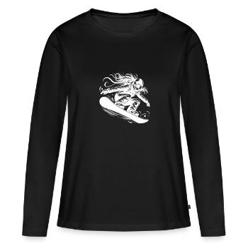 Snowboarder dynamique en action saut - T-shirt manches longues Premium bio Femme - noir - Devant - Julia (174cm)