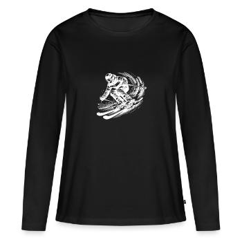 Skier avec une dynamique impressionnante dans la neige - T-shirt manches longues Premium bio Femme - noir - Devant - Julia (174cm)