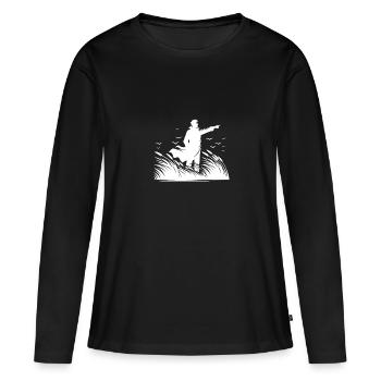 Un homme fier à la garde côtière en bord de mer - T-shirt manches longues Premium bio Femme - noir - Devant - Julia (174cm)