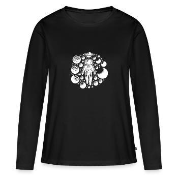 L’astronaute dérive dans l’univers - T-shirt manches longues Premium bio Femme - noir - Devant - Julia (174cm)