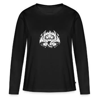 Monstre drôle et effrayant avec une énorme langue - T-shirt manches longues Premium bio Femme - noir - Devant - Julia (174cm)